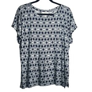 Charter Club Luxury 100% Linen Top Size Large Geometric Floral Casual Travel
